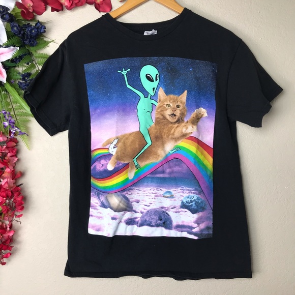 Other - Area 51 Alien riding a cat galaxy graphic tee